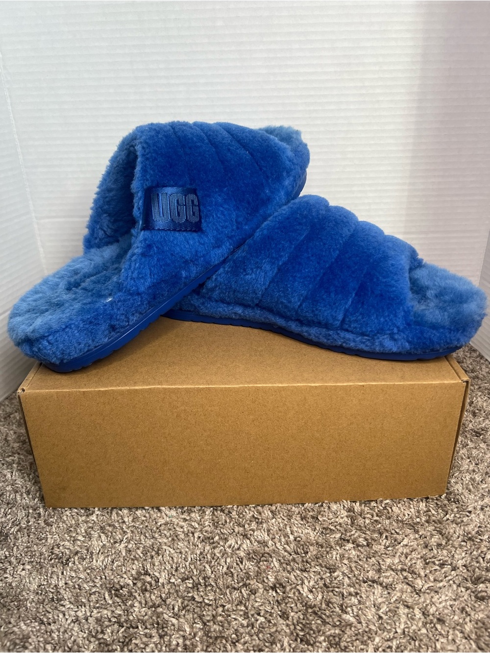 UGG Royal Blue Shearling Slide Slippers